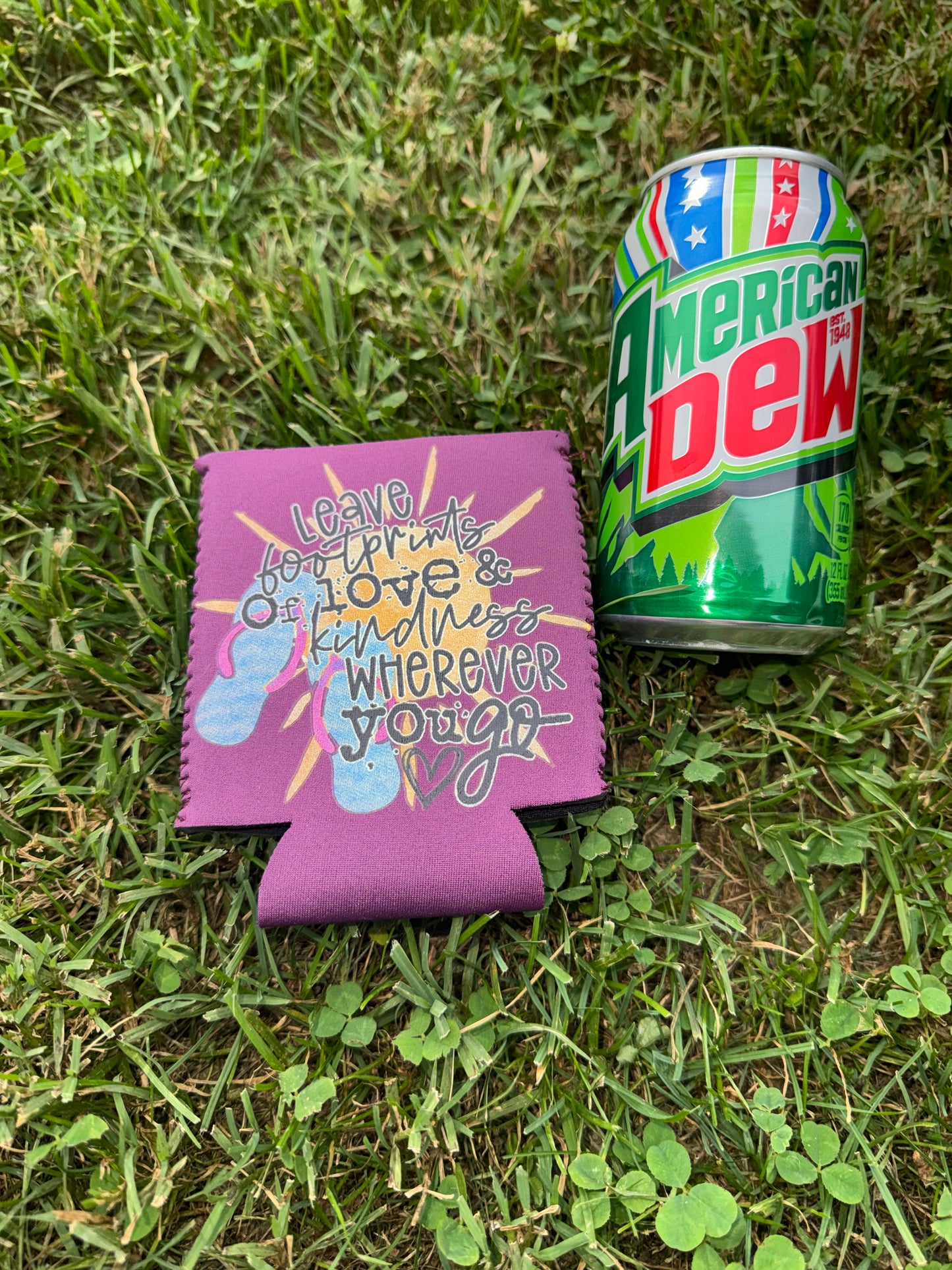 Leave Footprints Neoprene Can Koozie