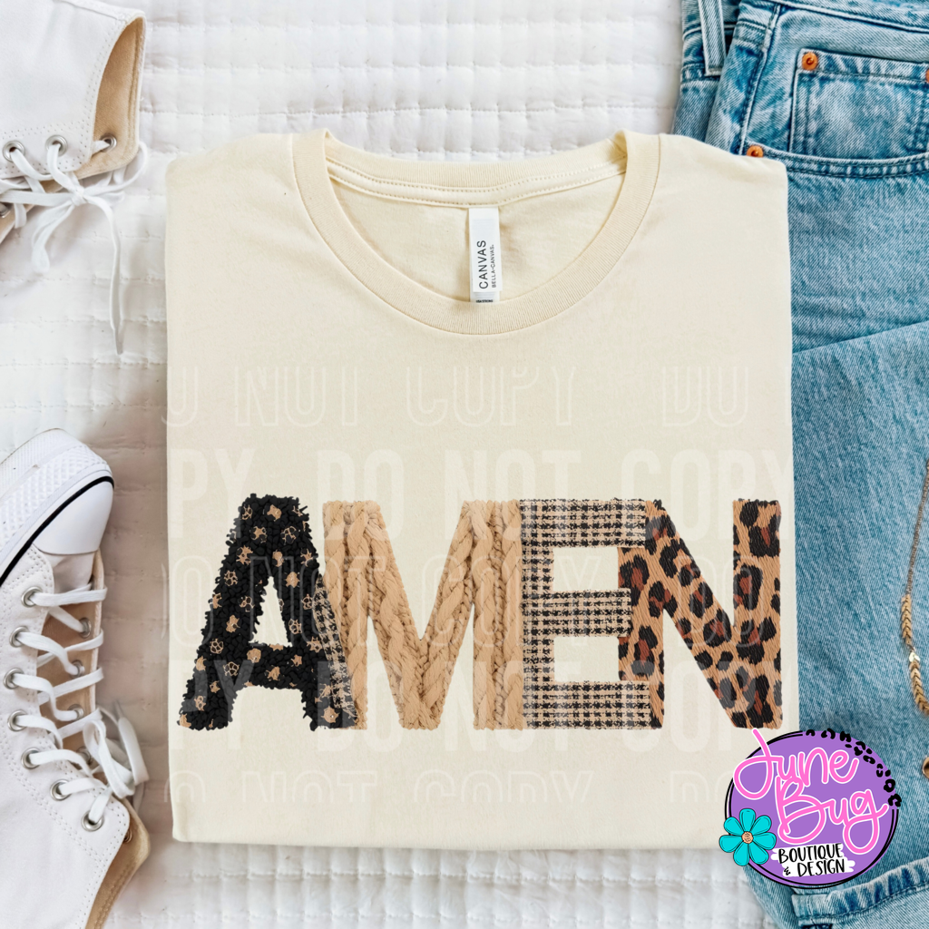 Amen Faux Fabric Letters
