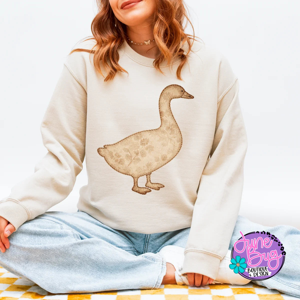 Vintage Floral Goose Faux Patch