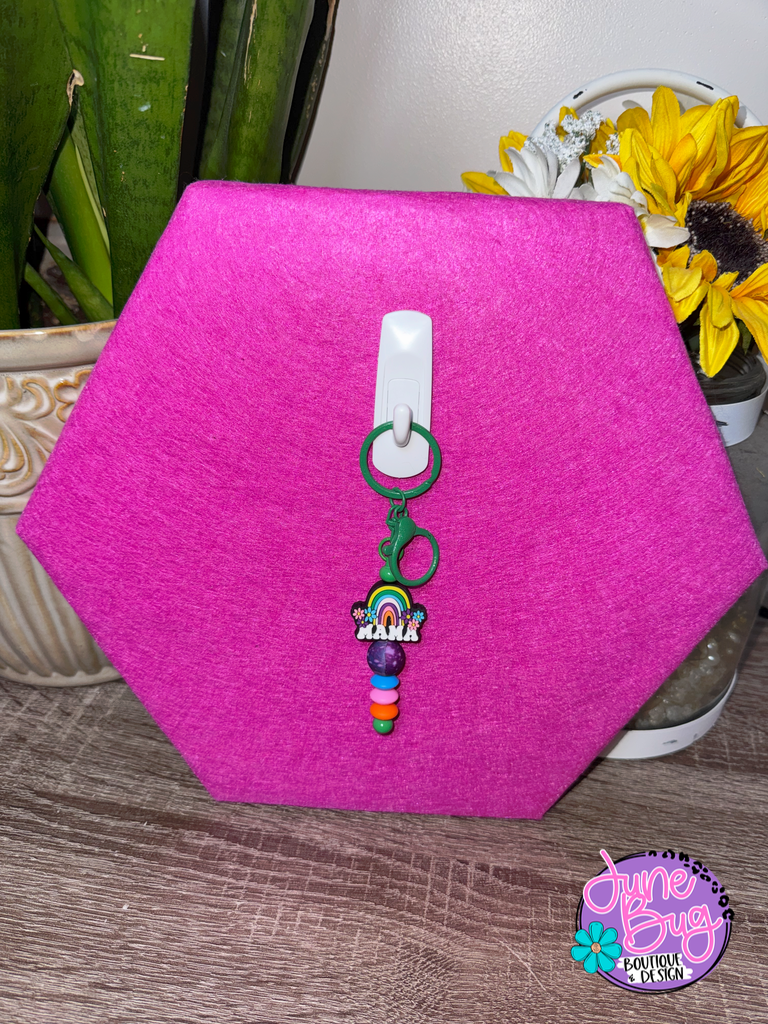 Rainbow Mama Silicone Beaded Straight Keychain