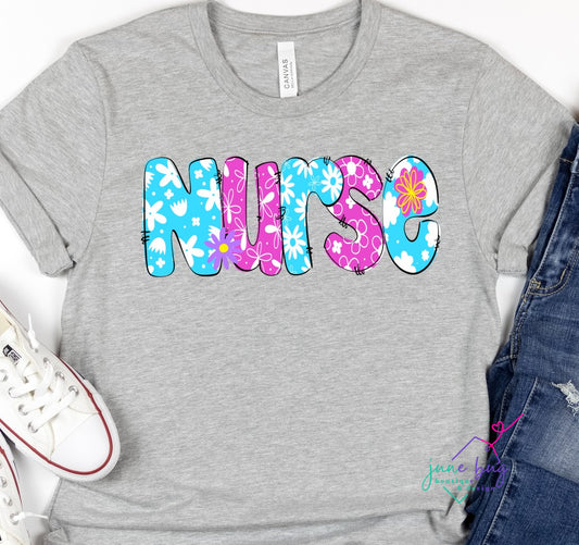 Nurse Floral Word Art