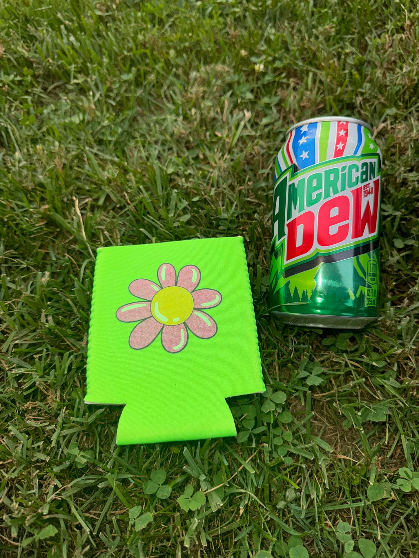 Pink Flower Neoprene Can Koozie