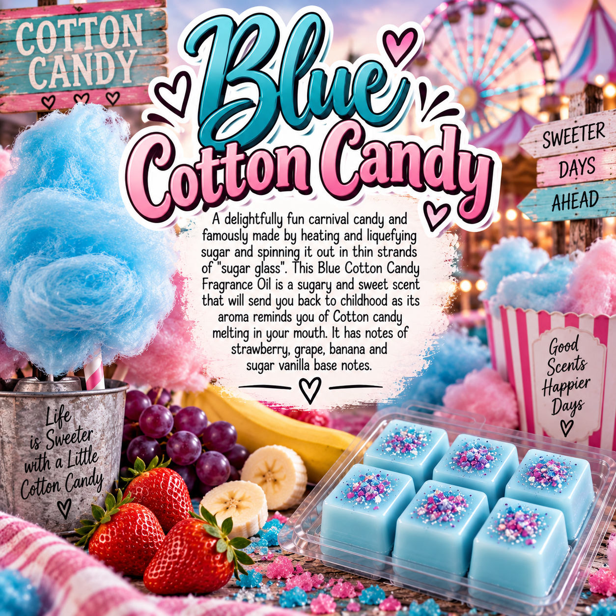 Blue Cotton Candy Wax Melts