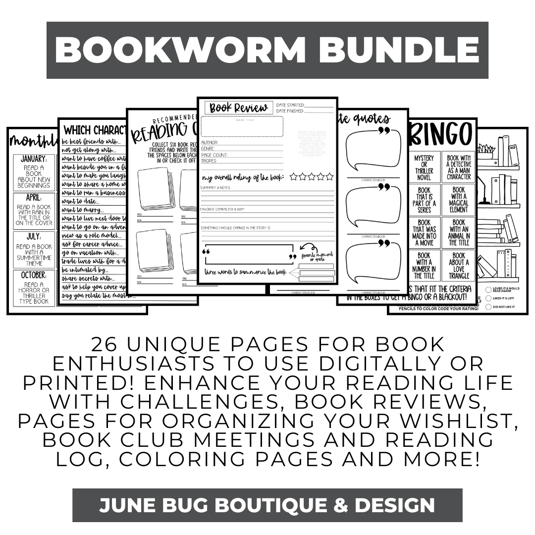 Bookworm Window Display Bookworm Digital Bundle – June Bug Boutique & Design