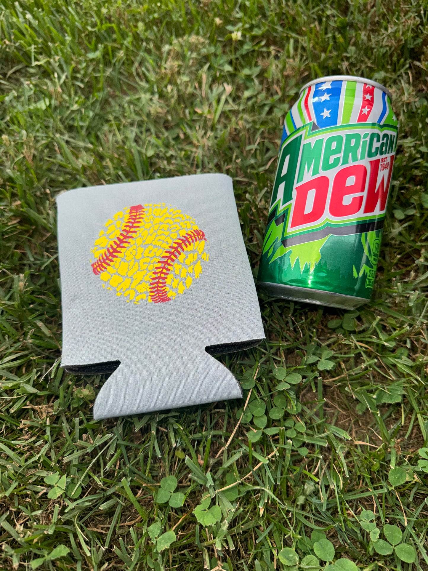 Leopard Softball Neoprene Can Koozie