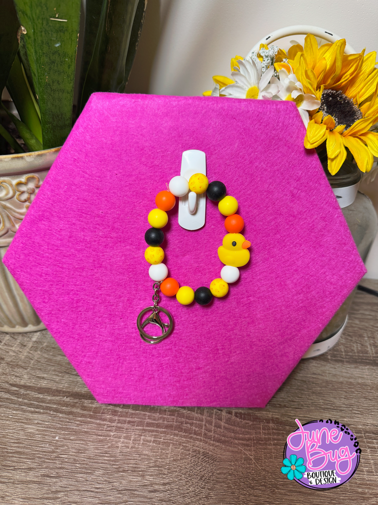 Duck Silicone Beaded Bracelet Keychain