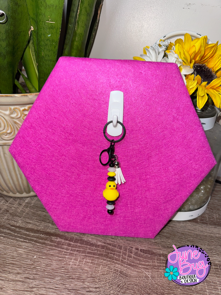 Duck Silicone Beaded Straight Keychain