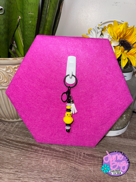 Duck Silicone Beaded Straight Keychain