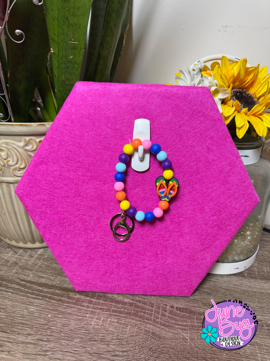 Flip Flips Silicone Beaded Bracelet Keychain