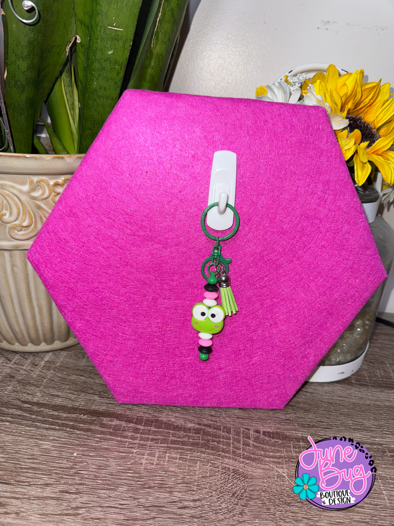 Frog Silicone Beaded Straight Keychain