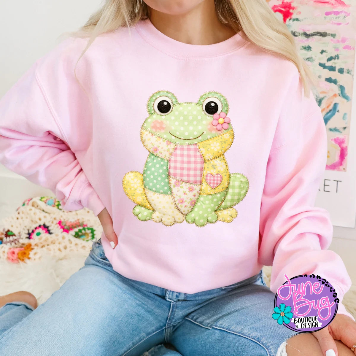 Faux Quilted Spring Frog