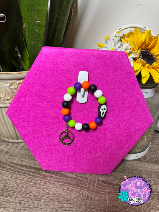 Ghostface Silicone Beaded Bracelet Keychain