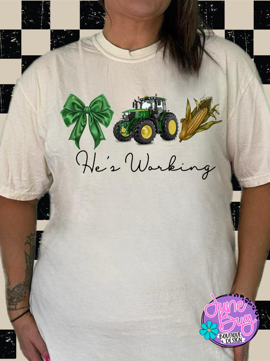 He's Working Green Tractor