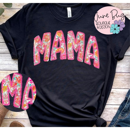 Floral Mama with Faux Stitching