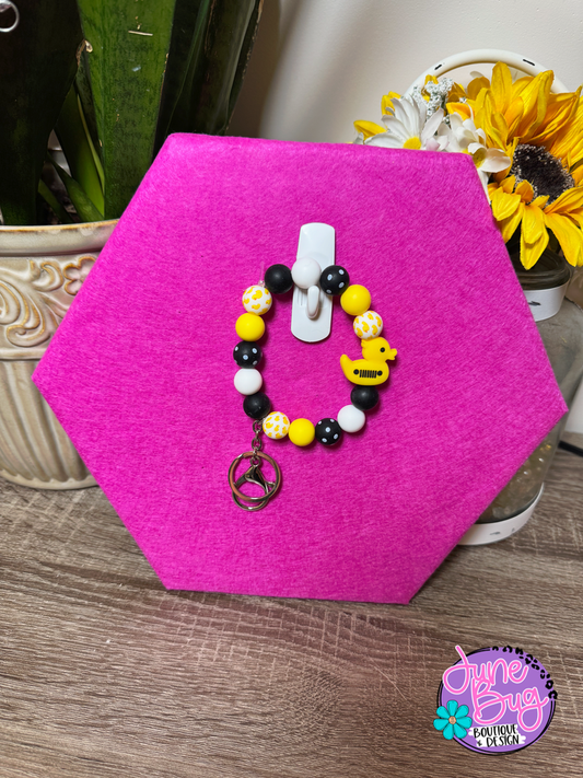 Jeep Duck Silicone Beaded Bracelet Keychain