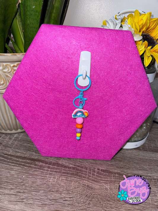 Just Breathe Rainbow Silicone Beaded Straight Keychain