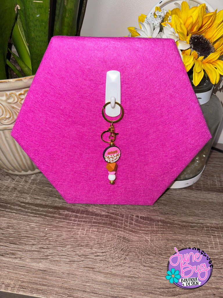 Mama Silicone Beaded Straight Keychain