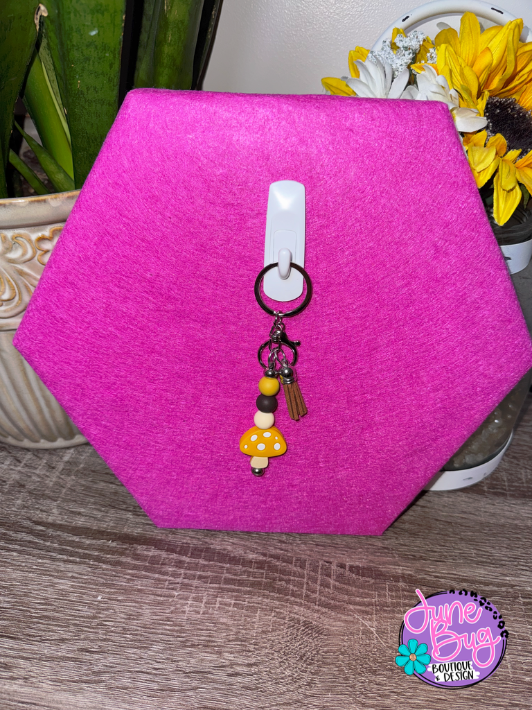 Mushroom Silicone Beaded Straight Keychain