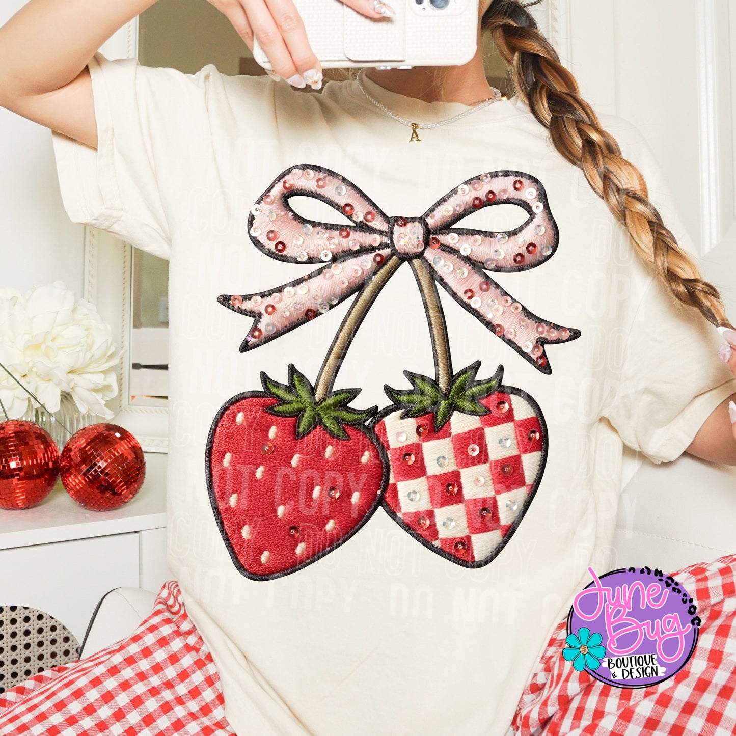 Strawberry Cherry Stem Bow