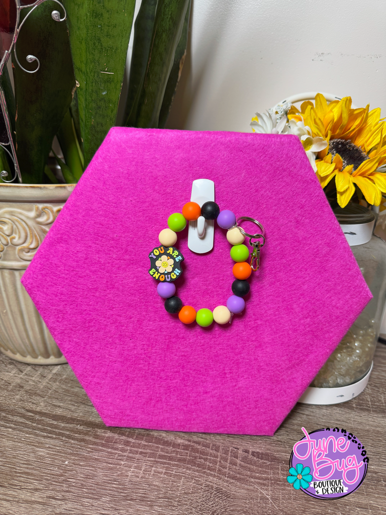 You Are Enough Silicone Beaded Bracelet Keychain